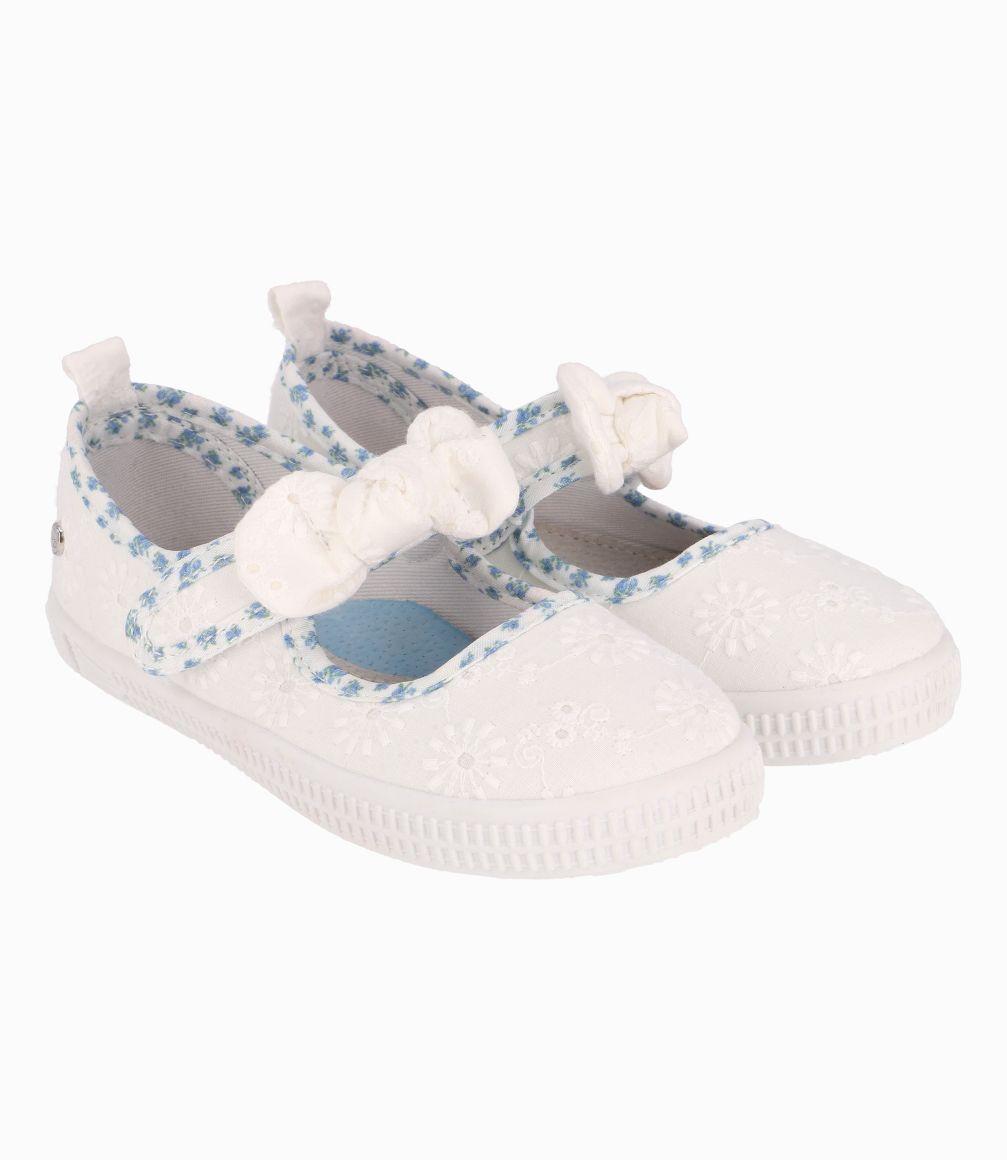 Bailarina Con Lazo y Flores Niña Blanco Limonada-0