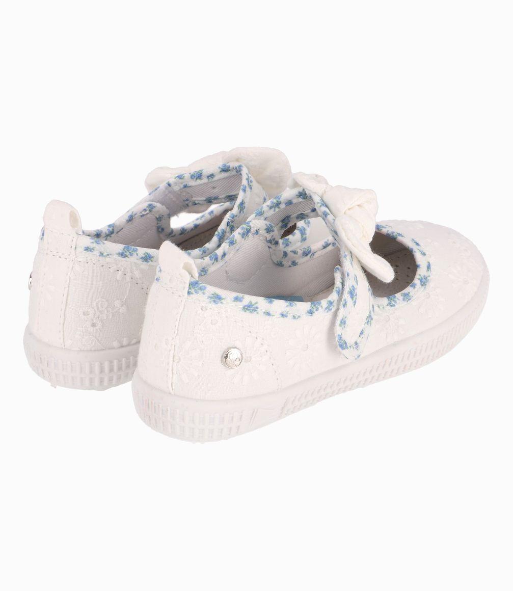 Bailarina Con Lazo y Flores Niña Blanco Limonada-2