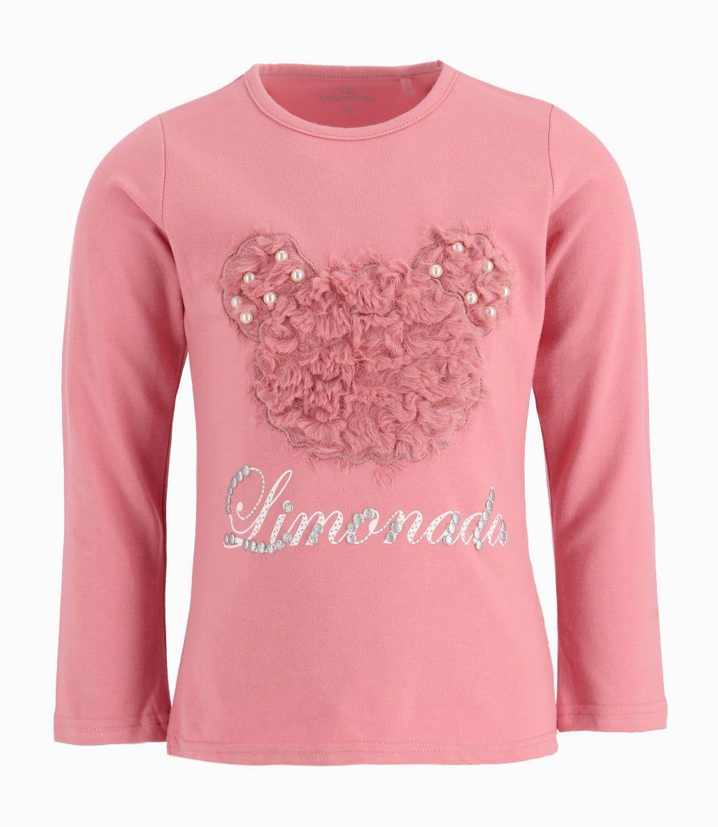 Polera Niña Con Osos Y Perlas Limonada Palo Rosa-0