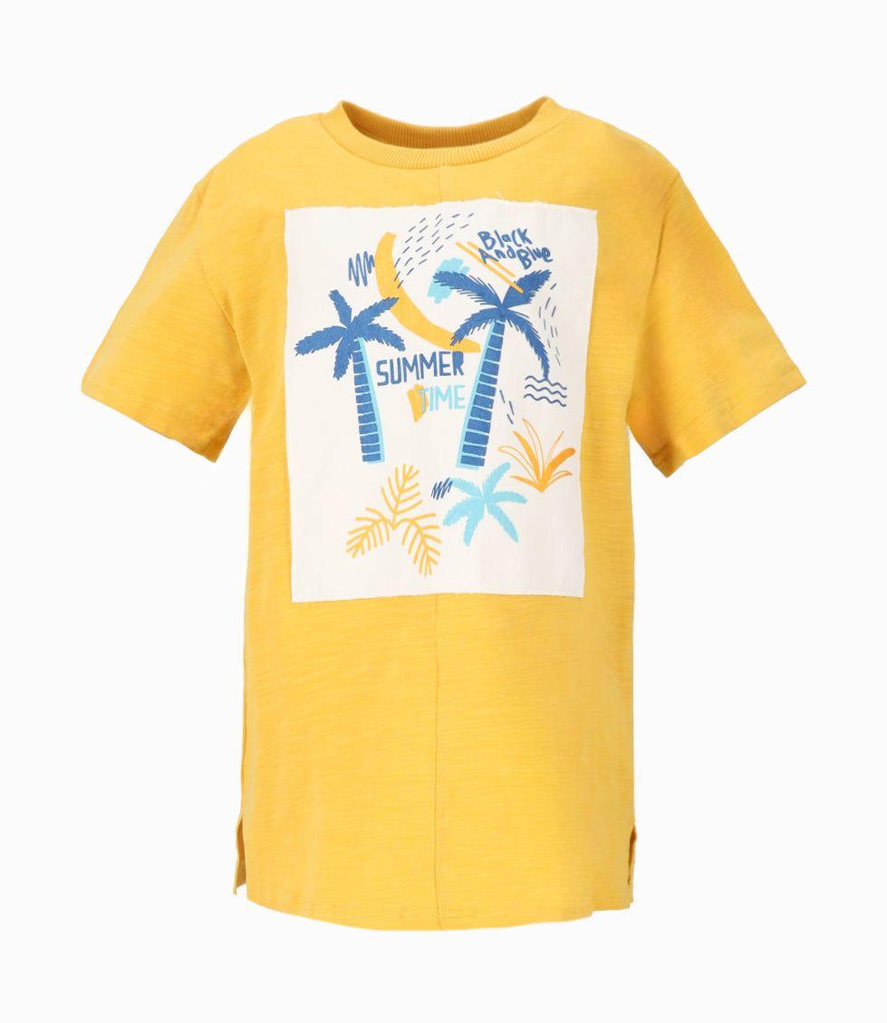 Polera manga corta niño con palmeras mostaza Black and Blue-1