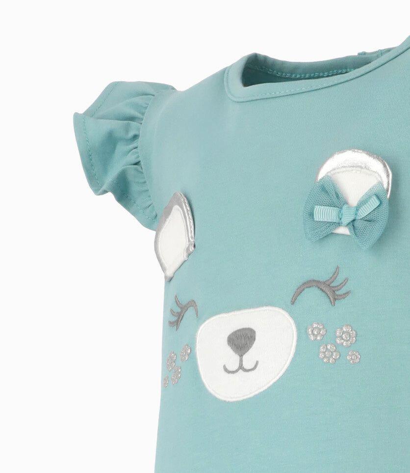 Polera manga corta bebé con vuelos turquesa Limonada-2