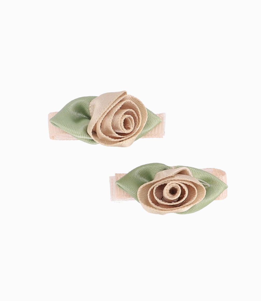 Set 2 Pinches Con Rosa Recién Nacida Beige Limonada-0