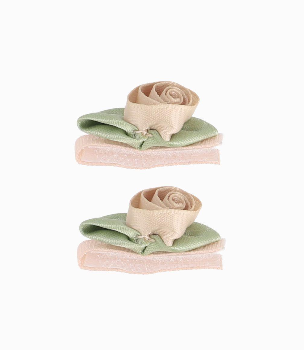 Set 2 Pinches Con Rosa Recién Nacida Beige Limonada-1