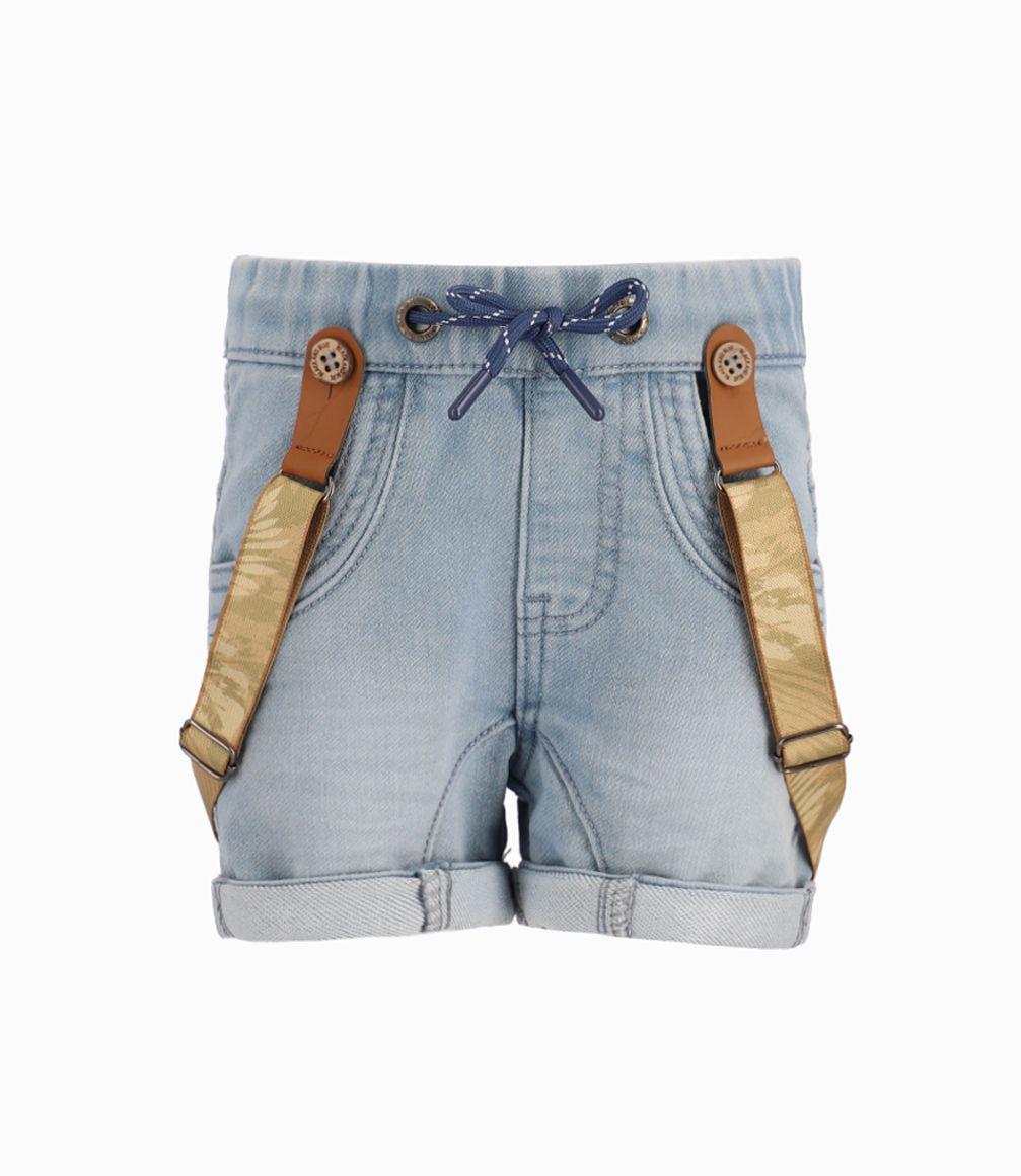 Bermuda Con Suspensores Bebé Niño Denim Celeste Black and Blue-0