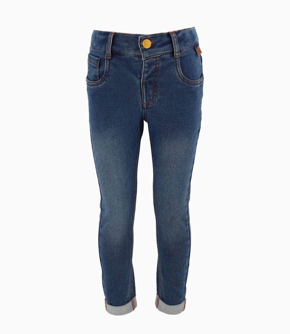 Jeans Con Bajo Doblado Niño Denim Celeste Black and Blue-0