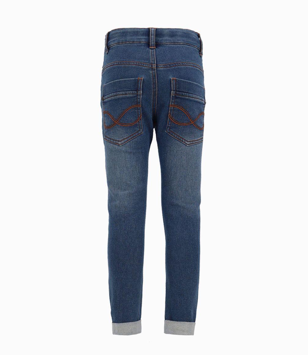 Jeans Con Bajo Doblado Niño Denim Celeste Black and Blue-1