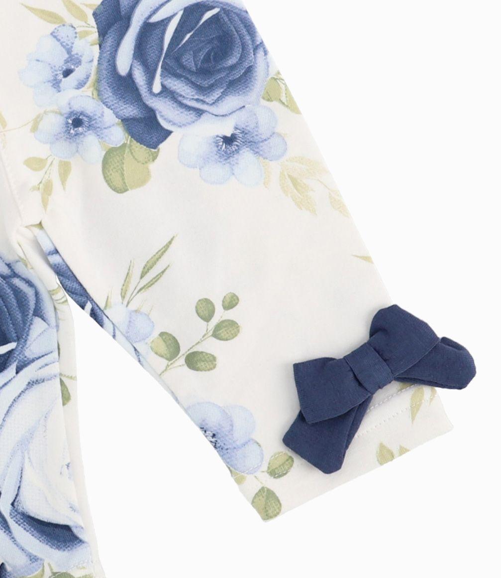 Conjunto Recién Nacida con Flores Bordadas Limonada Azul Marino-2