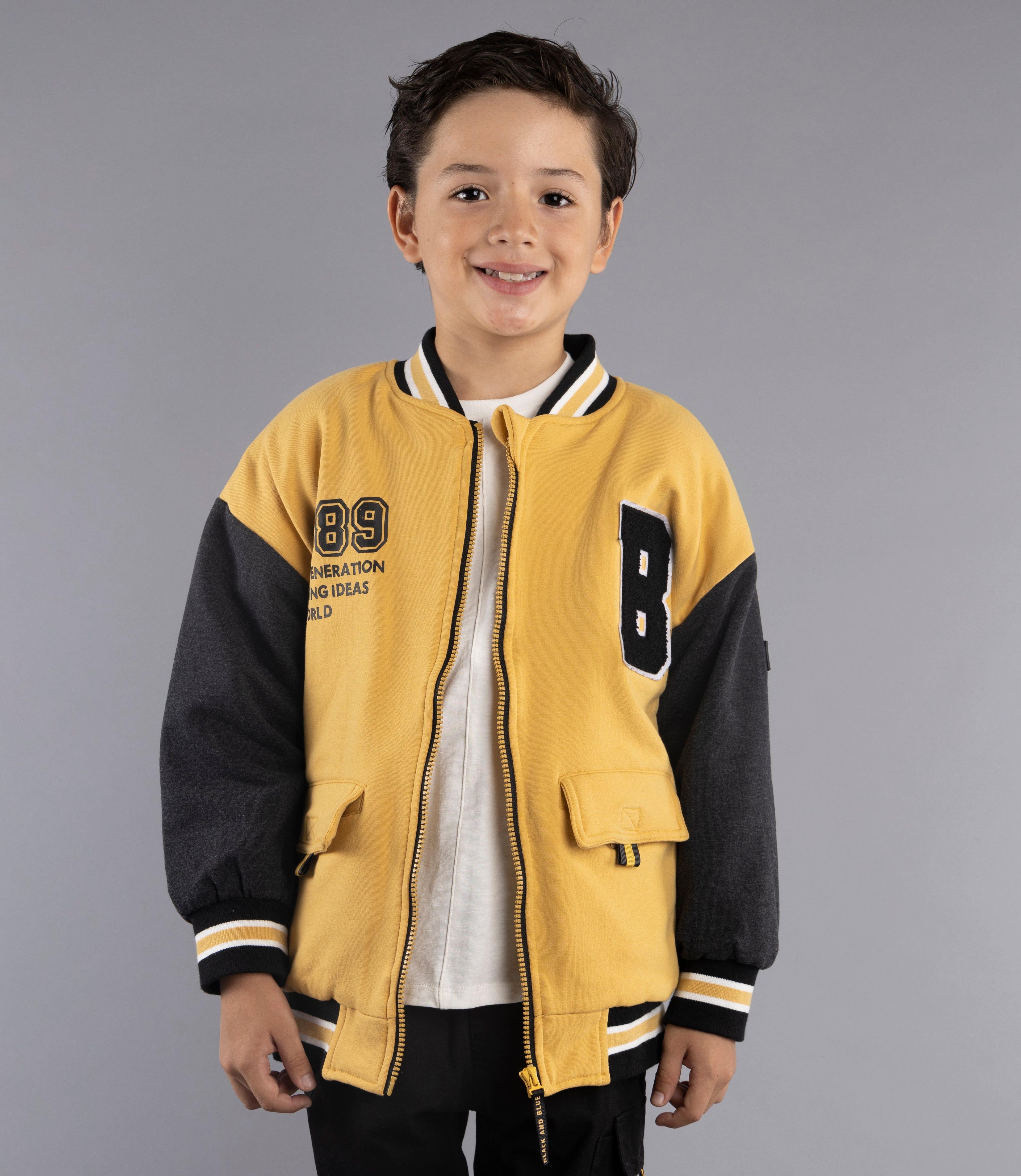 Chaqueta Niño Universitario Black And Blue Mostaza-0