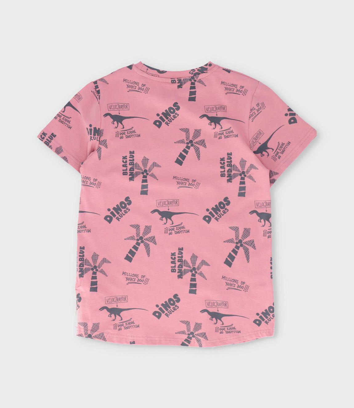 Polera manga corta niño dinos rosado Black and Blue-1