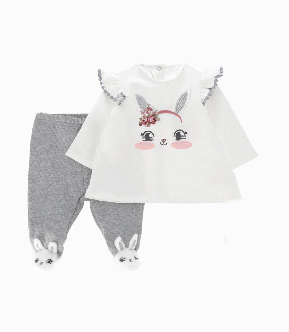 Conjunto recién nacida de polera y calzas gris Limonada-0