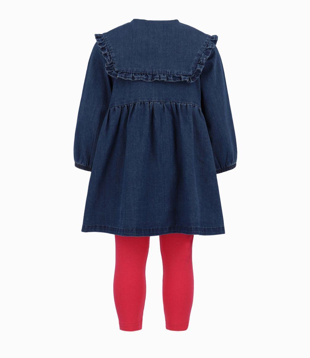Conjunto Bebé Niña Vestido Y Calzas Limonada Denim Azul-1
