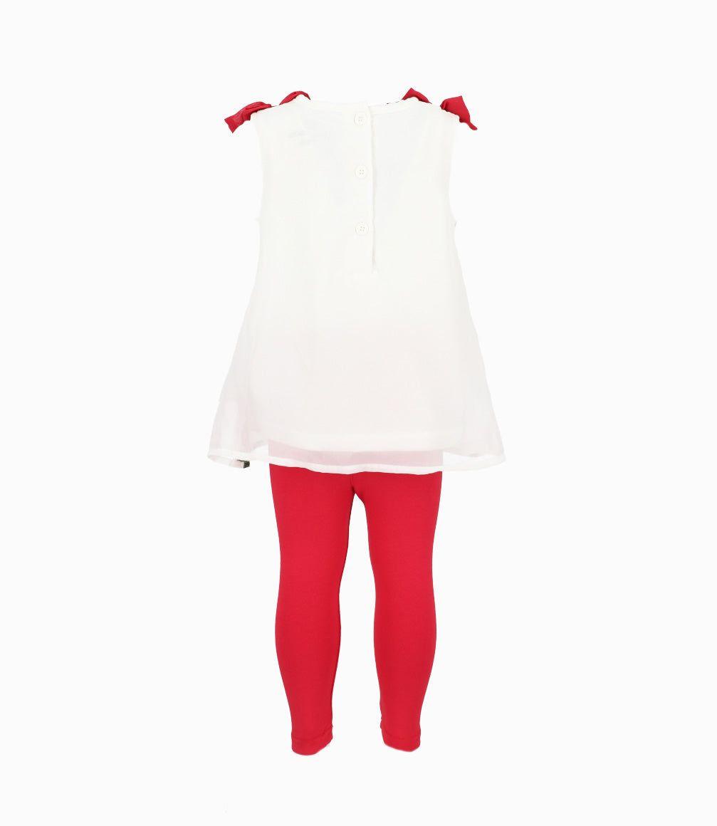 Conjunto bebé de vestido y calzas rojo Limonada-1