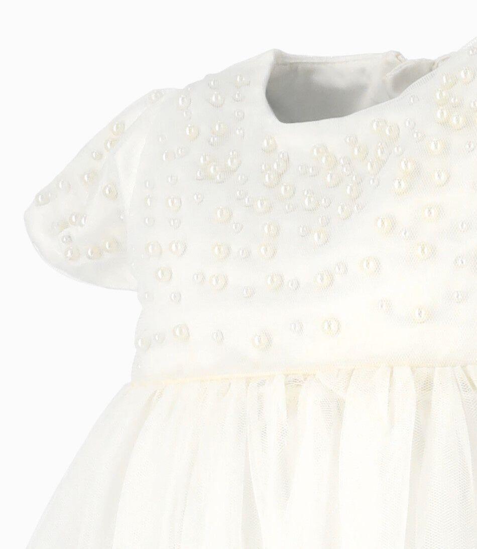 Vestido bebé con perlas  crudo Limonada-2