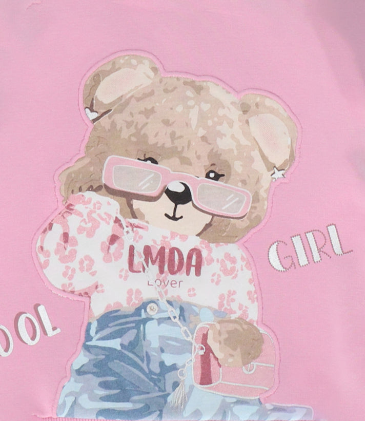 Polerón bebé animal print y oso palo rosa Limonada-2