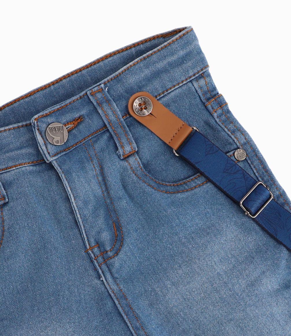 Bermuda Con Suspensores Bebé Niño Denim Celeste Black and Blue-1