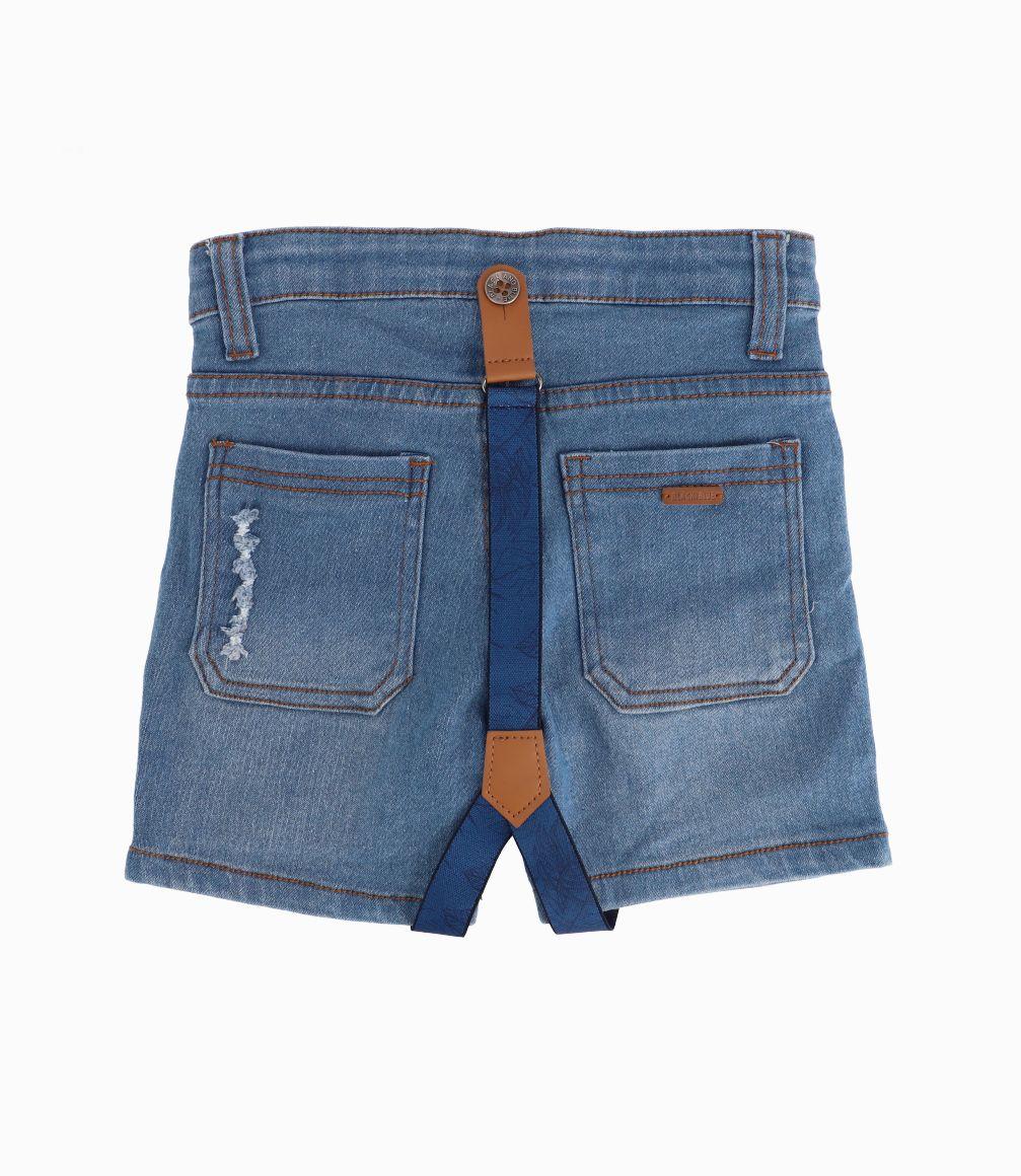 Bermuda Con Suspensores Bebé Niño Denim Celeste Black and Blue-2