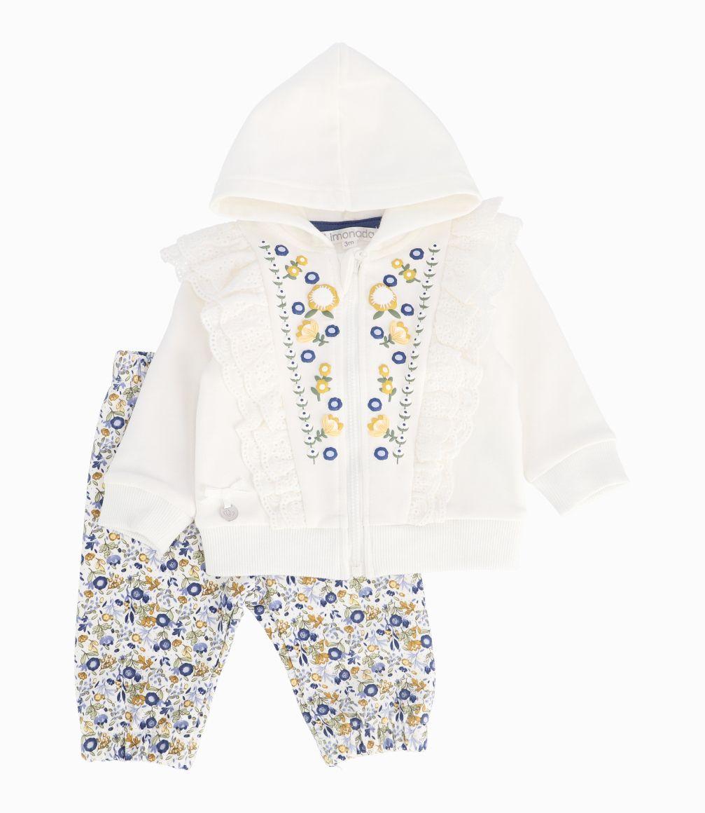 Conjunto Buzo Floreado Recién Nacida Algodón Crudo Limonada-0