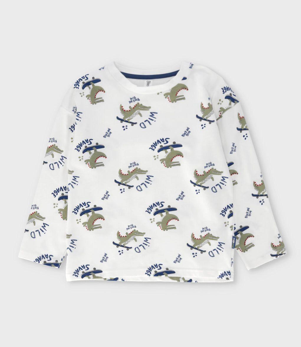 Polera manga larga niño wild crudo Black and Blue-0
