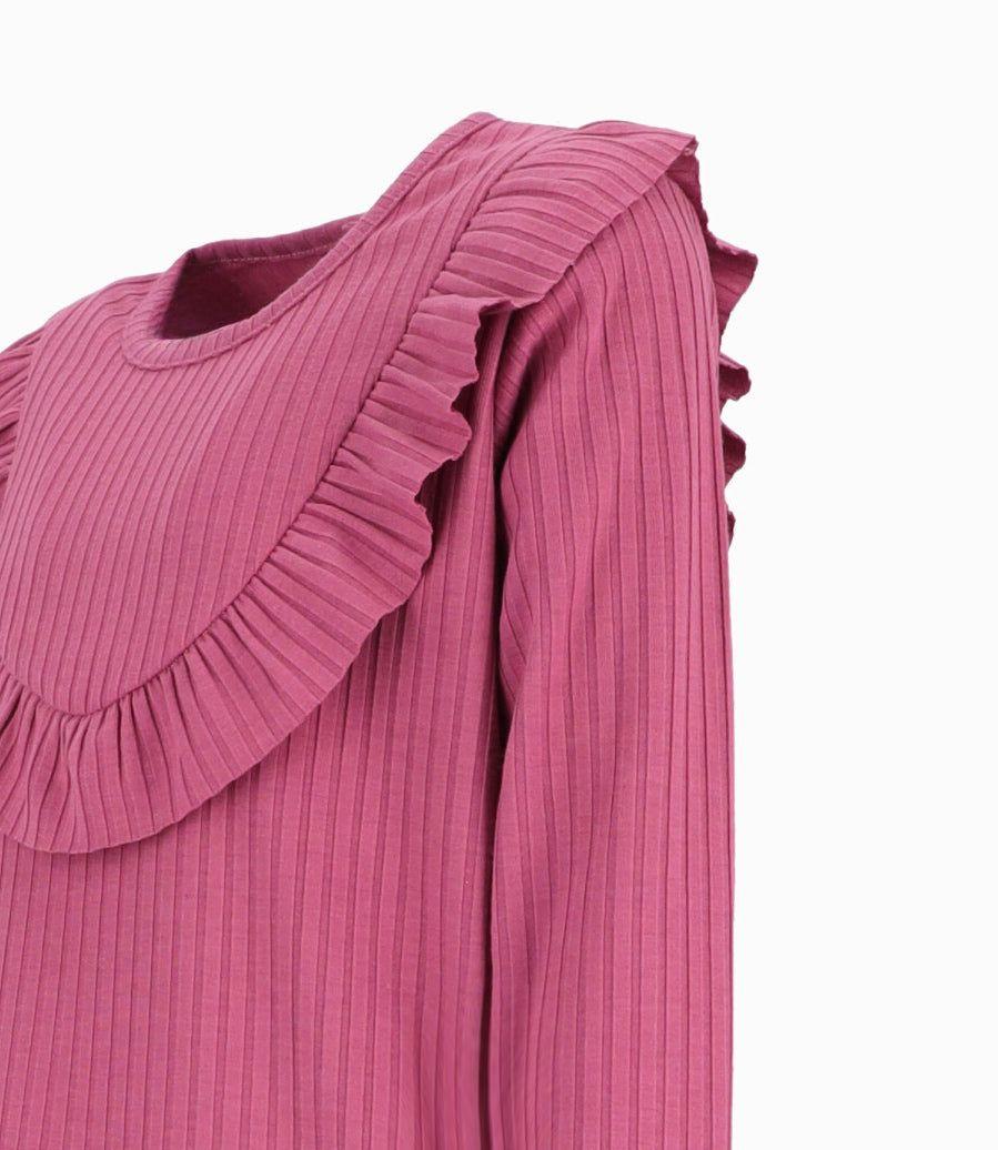 Polera niña acanalada burdeo Limonada-2