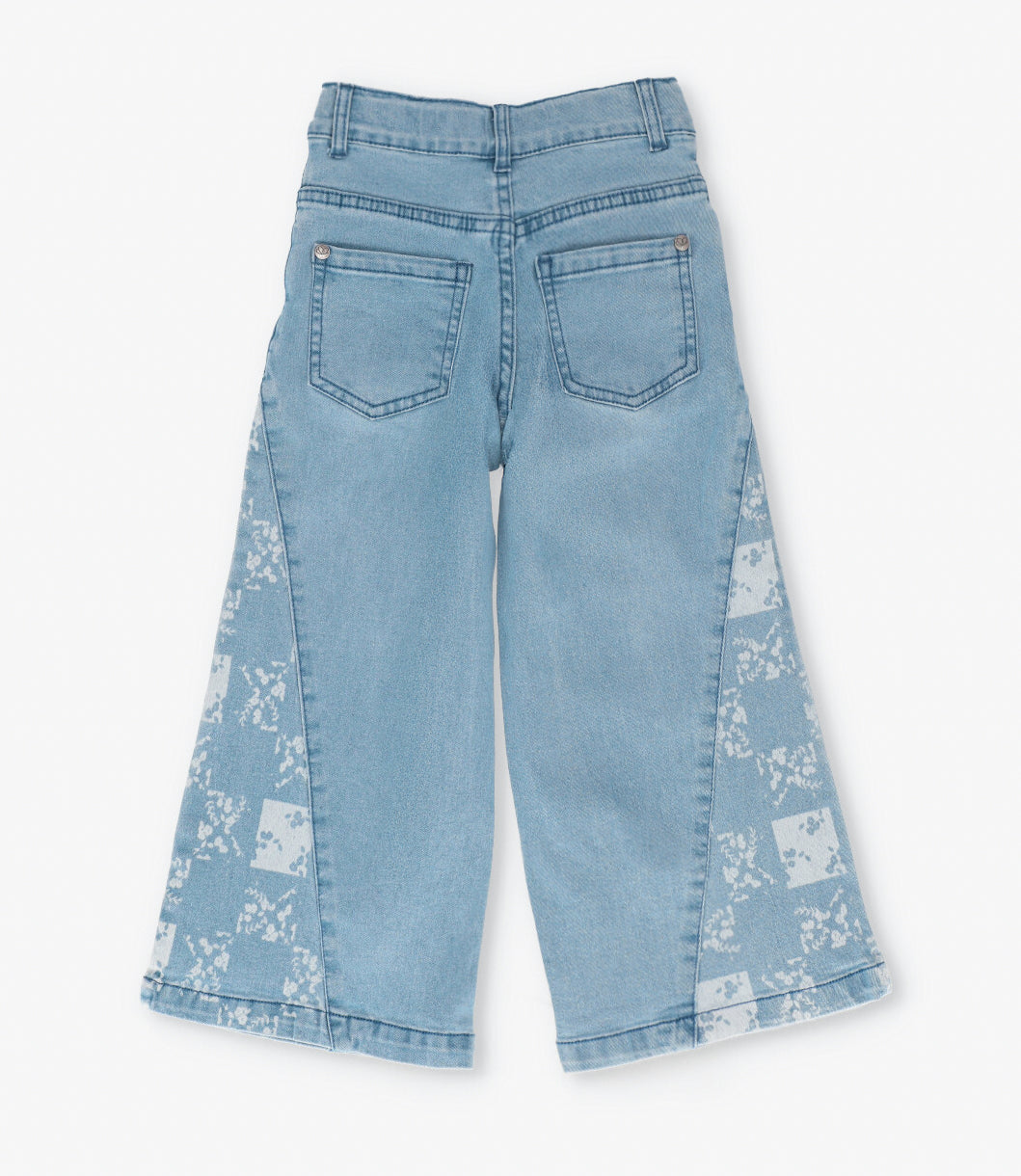 Jeans niña con flores y brillos denim celeste Limonada-2