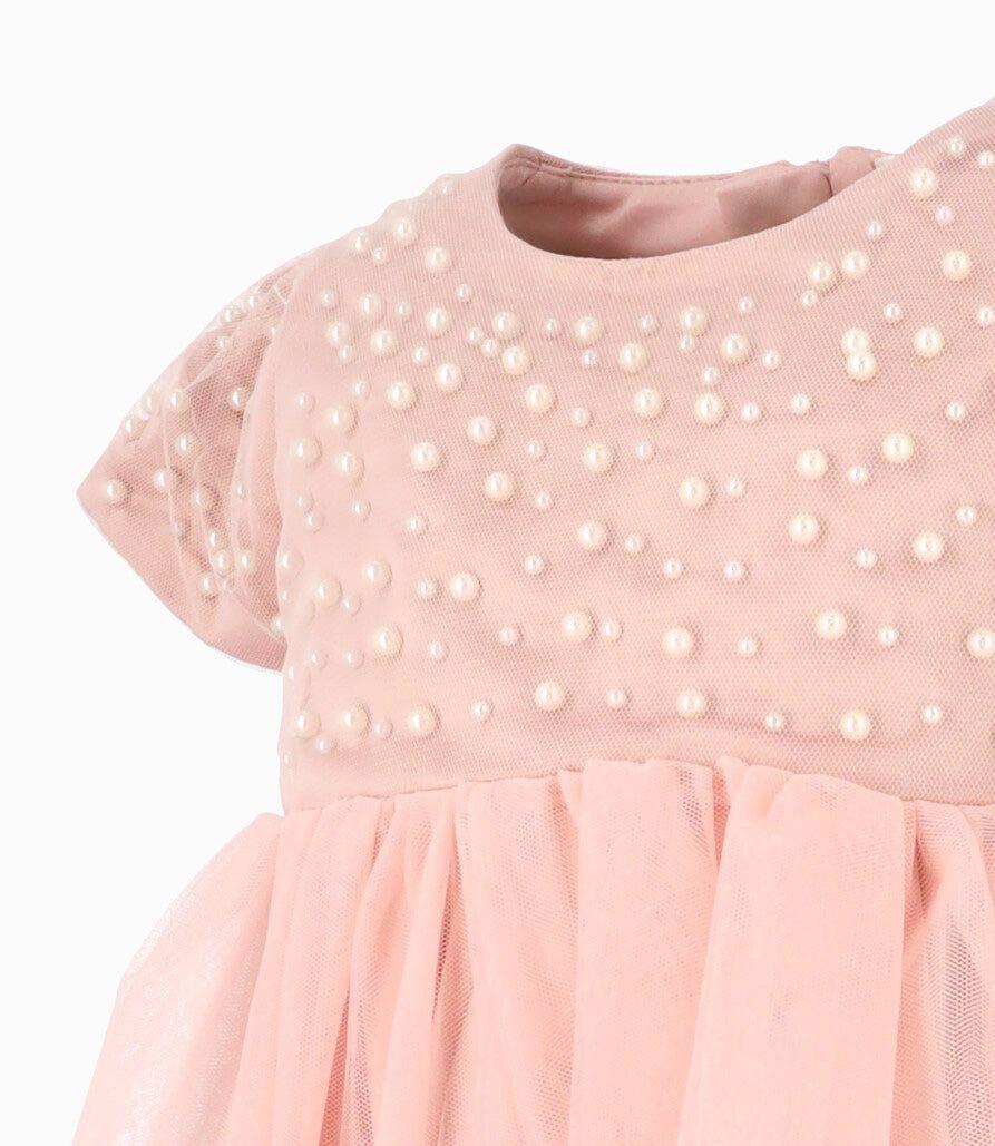 Vestido bebé con perlas rosado Limonada-3