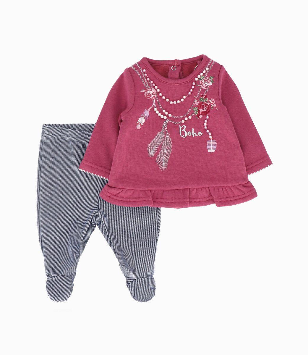 Conjunto recién nacida boho burdeo Limonada-0