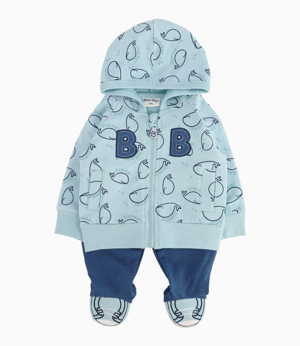 Buzo Recién Nacido Con Ballenas Crudo-0