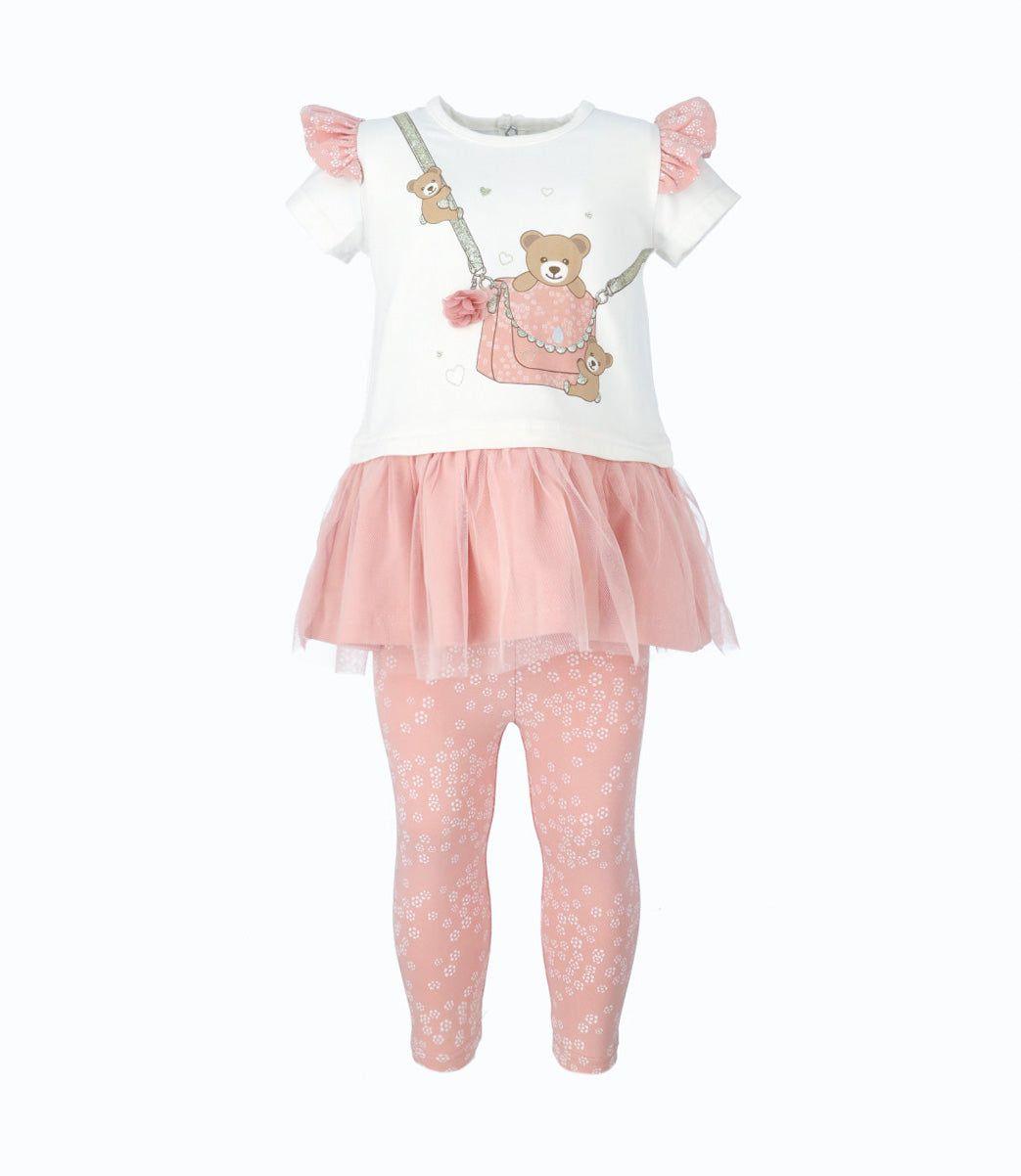 Conjunto bebé de polera y calzas rosado Limonada-0