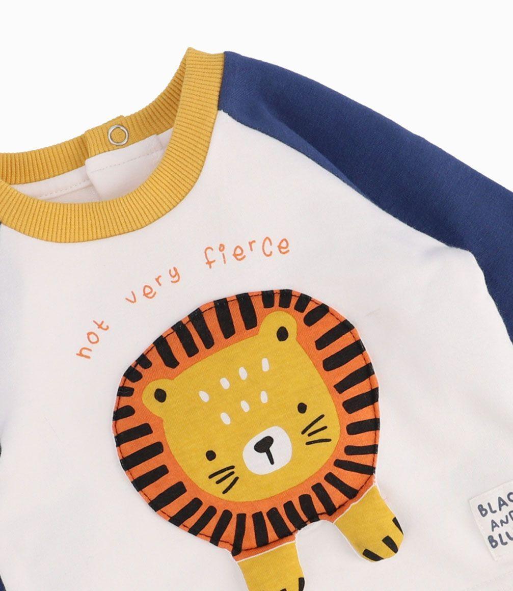 Conjunto Mangas Azules Recién Nacido Blanco Black and Blue-0