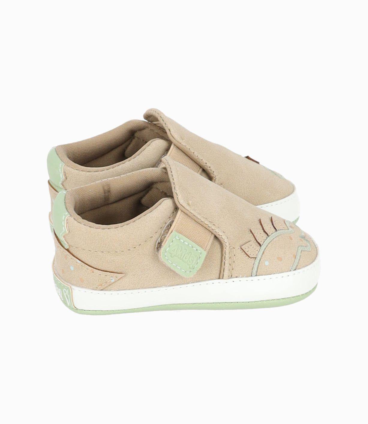 Zapatilla recién nacido con dinosaurio beige 4 Kids-1