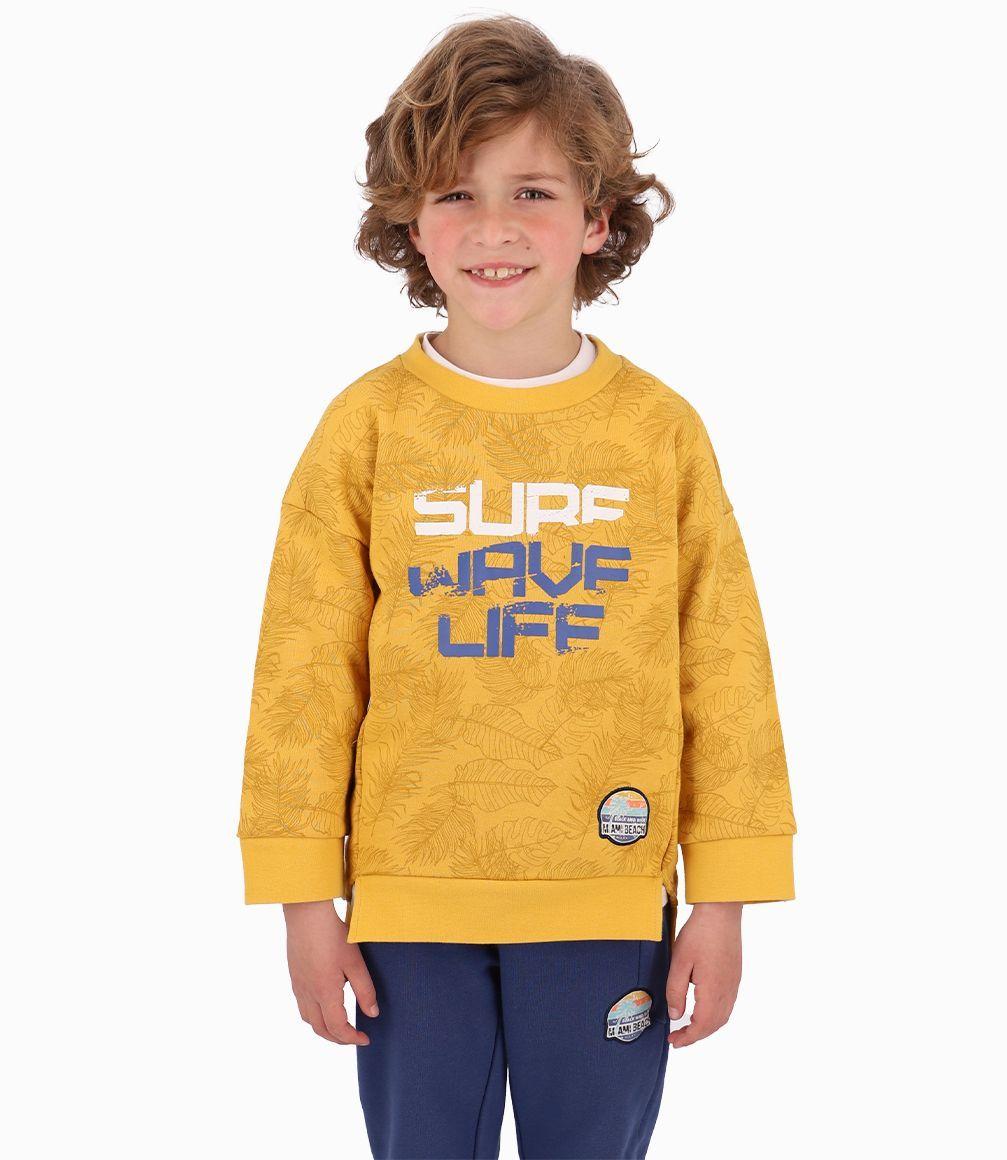 Polerón Con Estampado Niño Mostaza Black and Blue-0