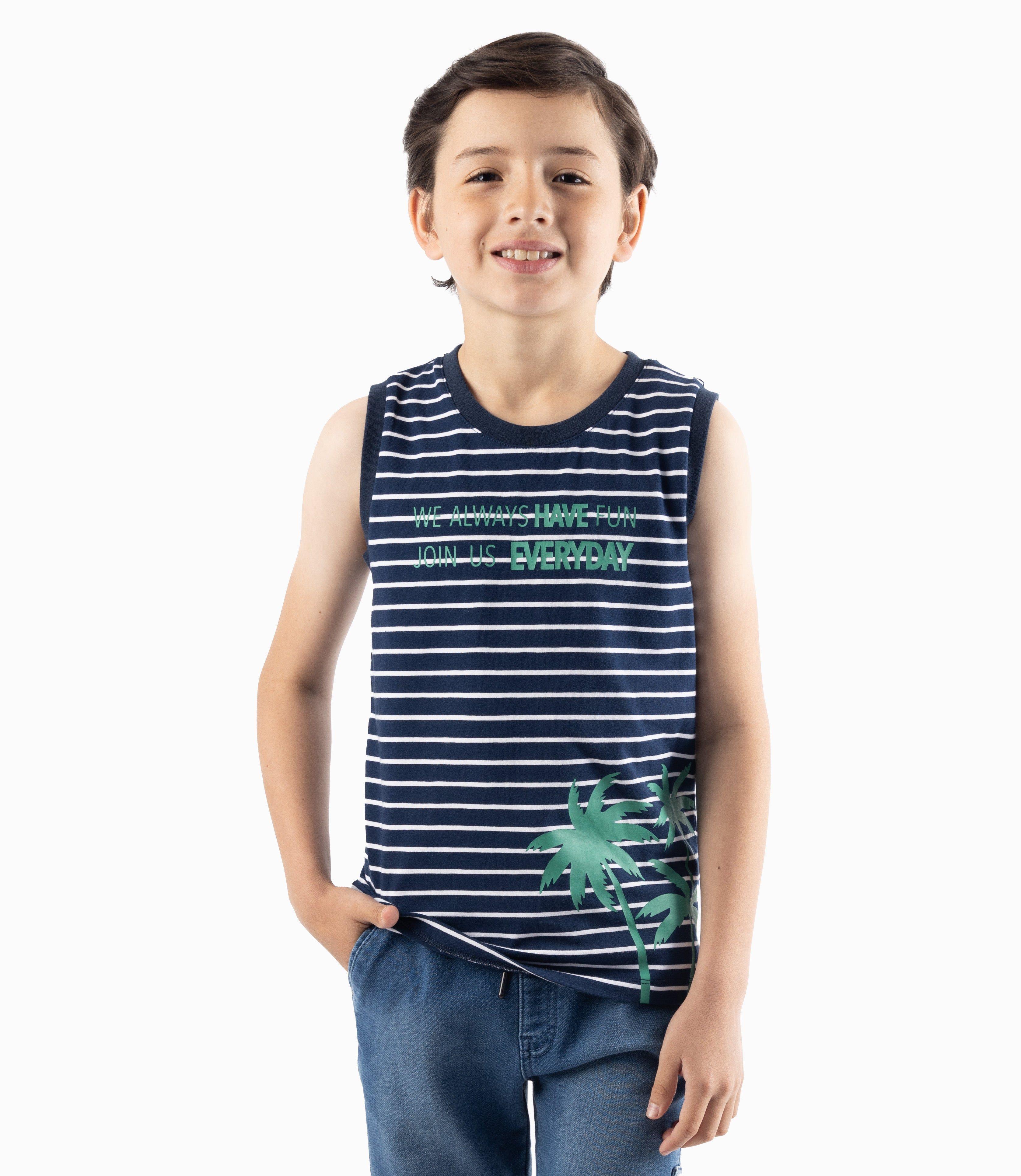 Polera Niño Con Palmeras Blanco-6