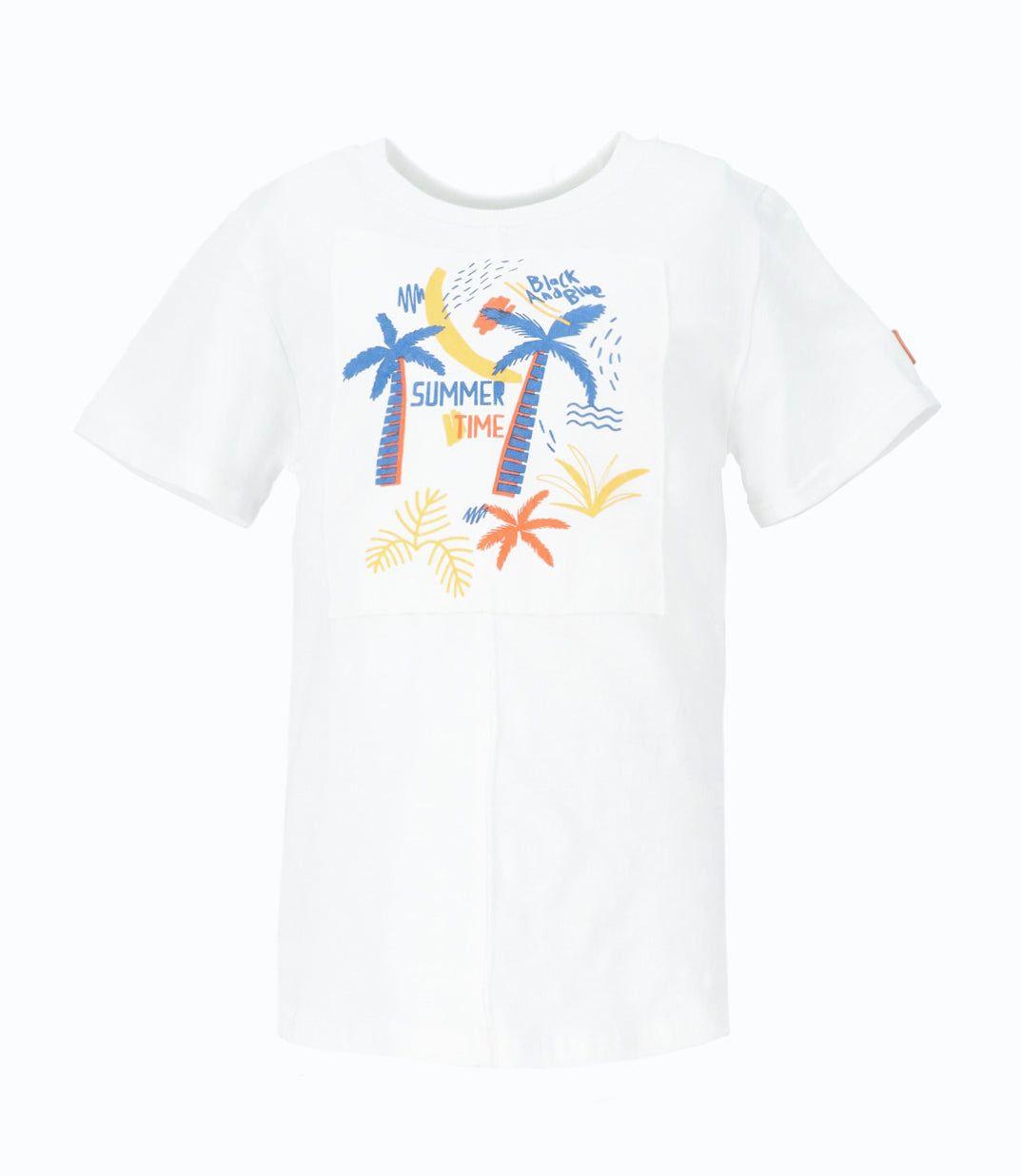Polera manga corta niño con palmeras crudo Black and Blue-1