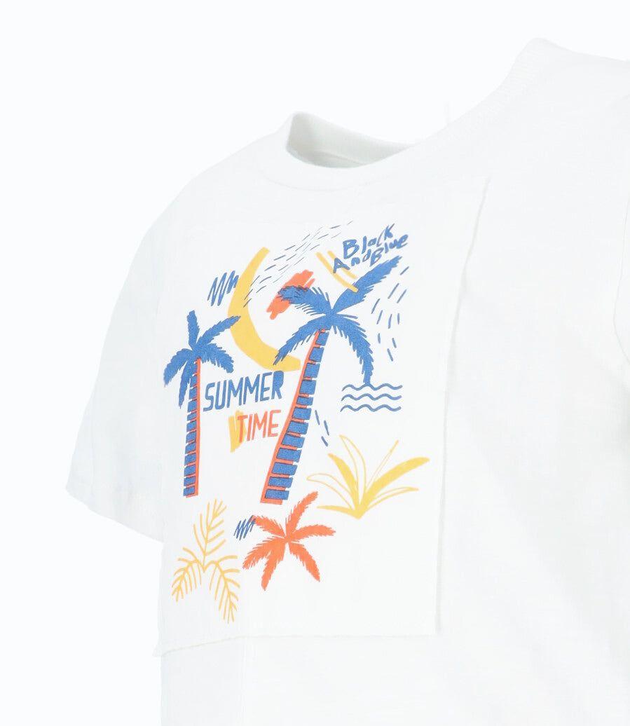 Polera manga corta niño con palmeras crudo Black and Blue-3