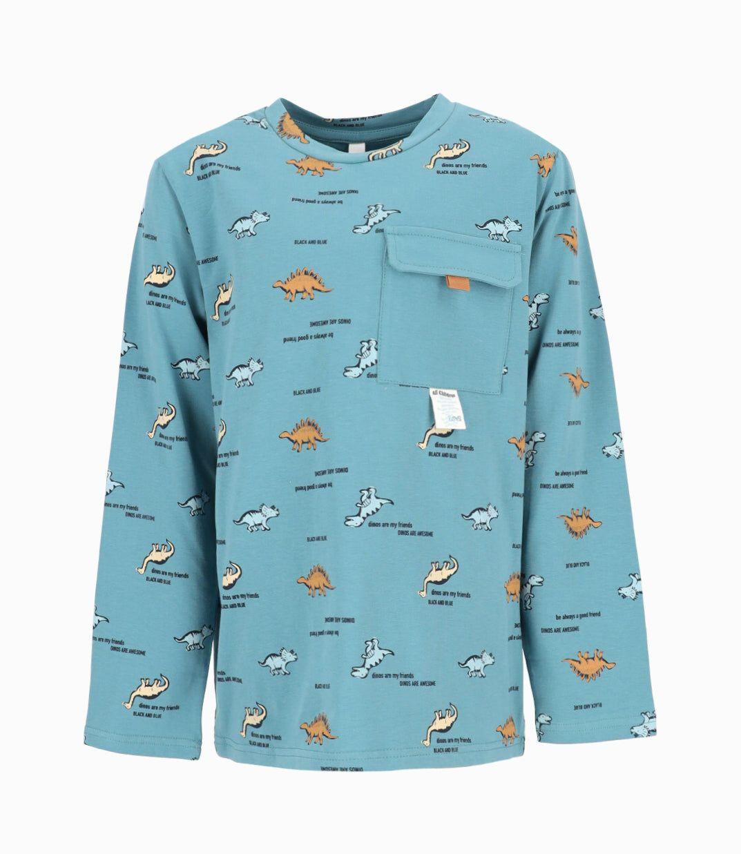 Polera niño con dinosaurios petróleo Black and Blue-0