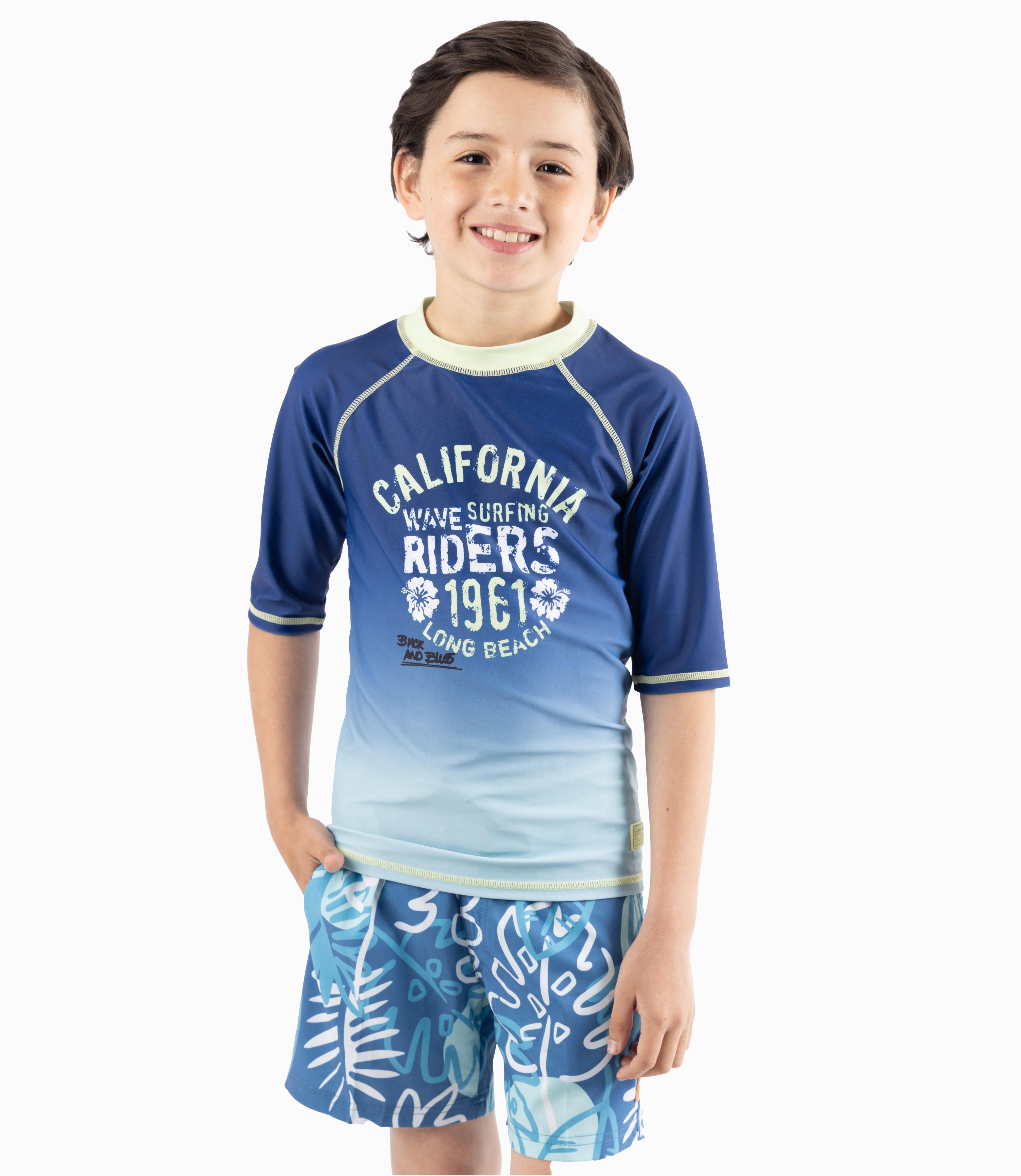 Polera Traje De Baño Niño Con Estampado Azul Marino-6