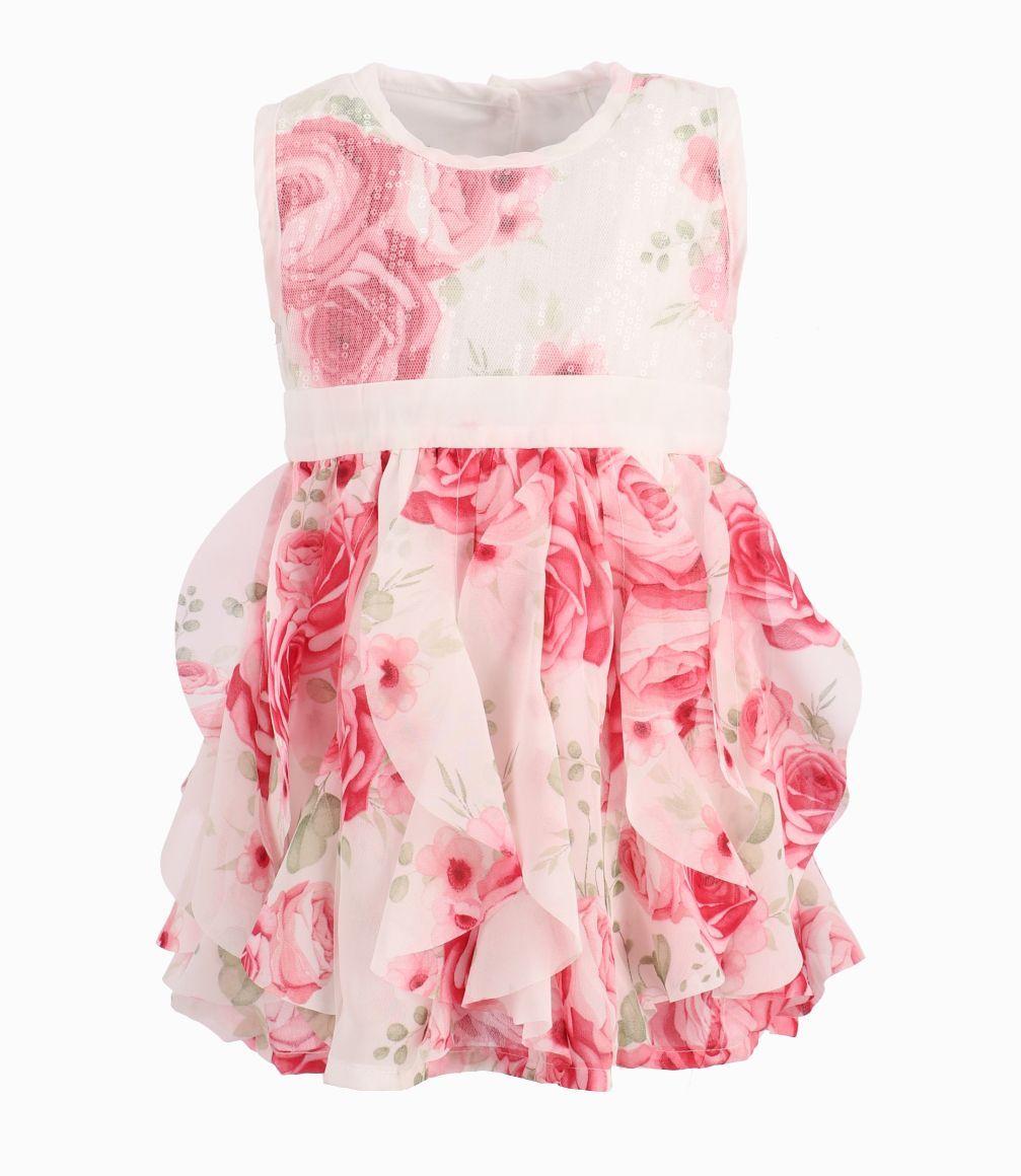 Vestido Niña Con Lentejuelas Y Vuelos Limonada Rojo-0