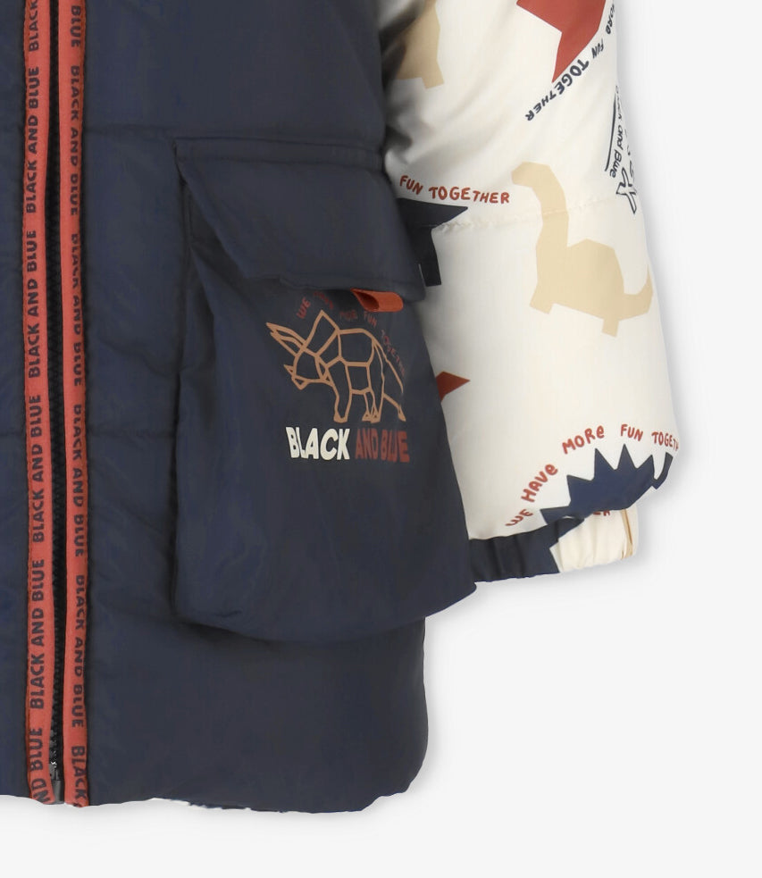 Parka niño repelente al agua crudo Black and blue-3