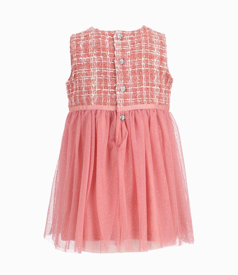 Vestido Bebé Niña Clásico De Tweed Limonada Palo Rosa-5
