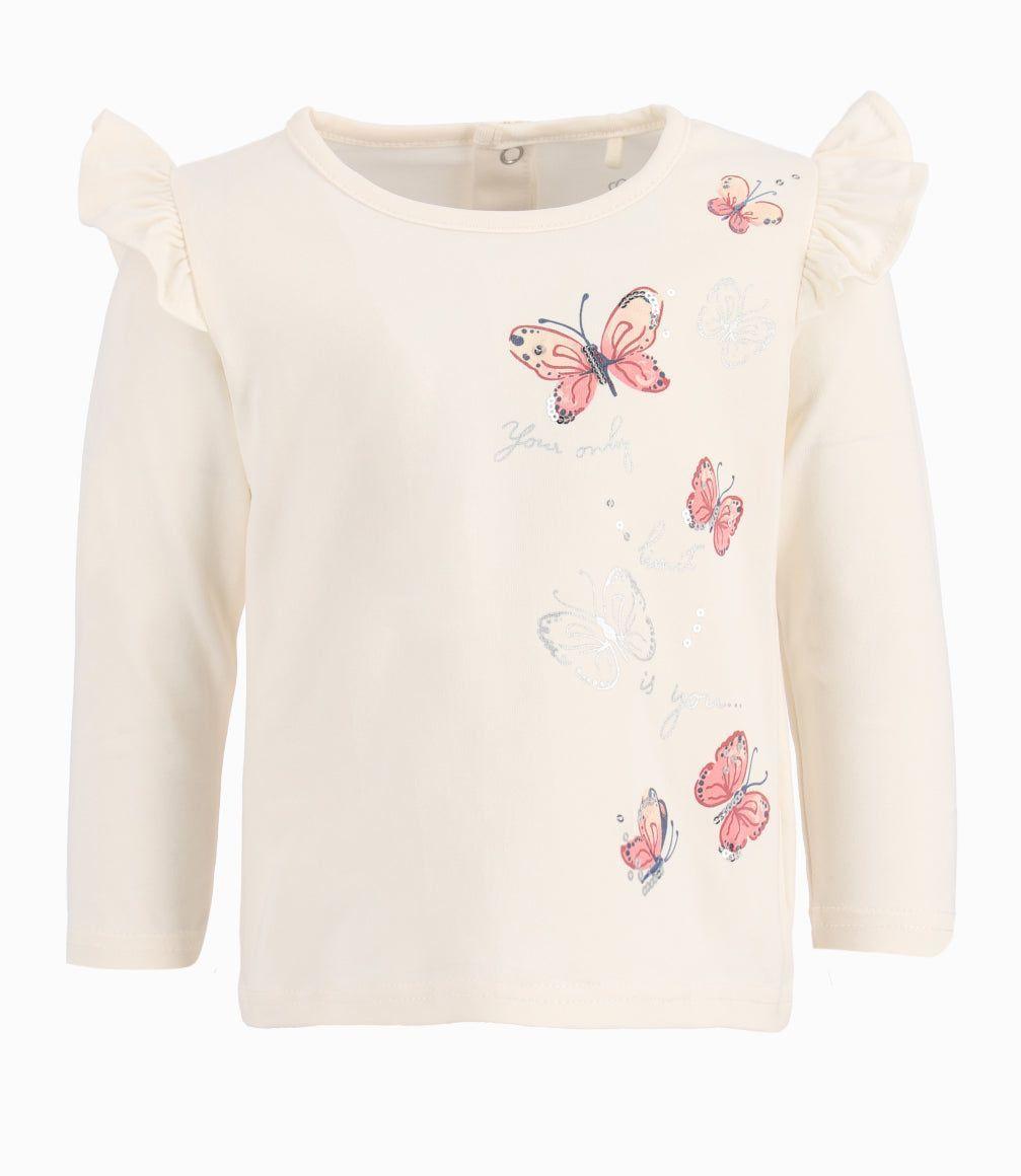 Polera Bebé Niña Con Mariposas Limonada Crudo-0