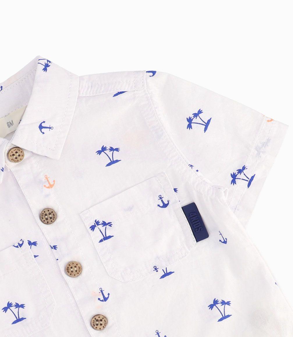 Camisa Con Palmeras Bebé Niño Blanco 4 Kids-1