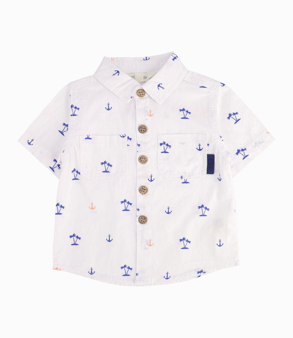 Camisa Con Palmeras Bebé Niño Blanco 4 Kids-0