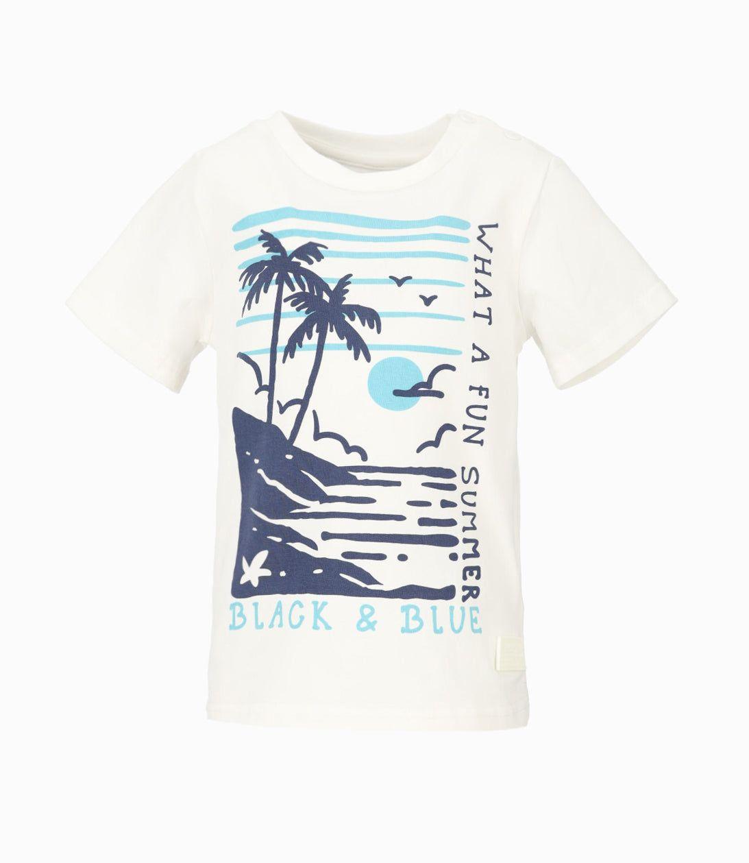 Polera manga corta bebé con palmeras crudo Black and Blue-1