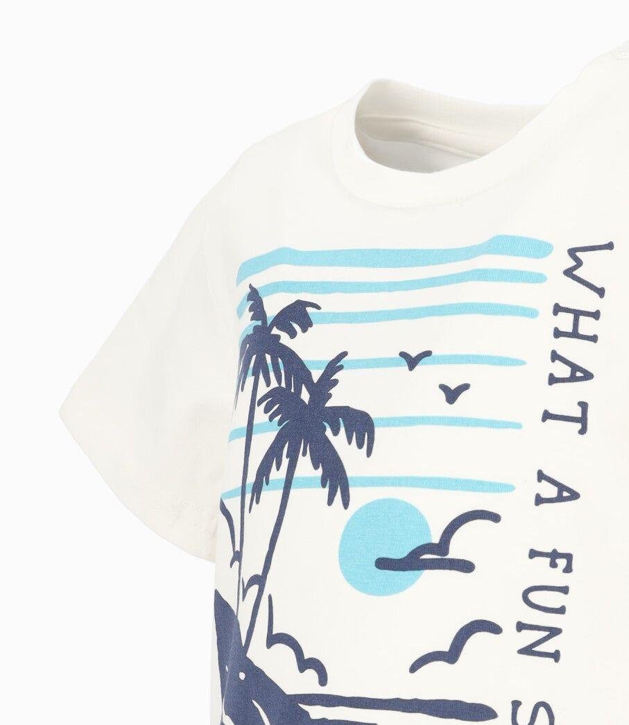 Polera manga corta bebé con palmeras crudo Black and Blue-3