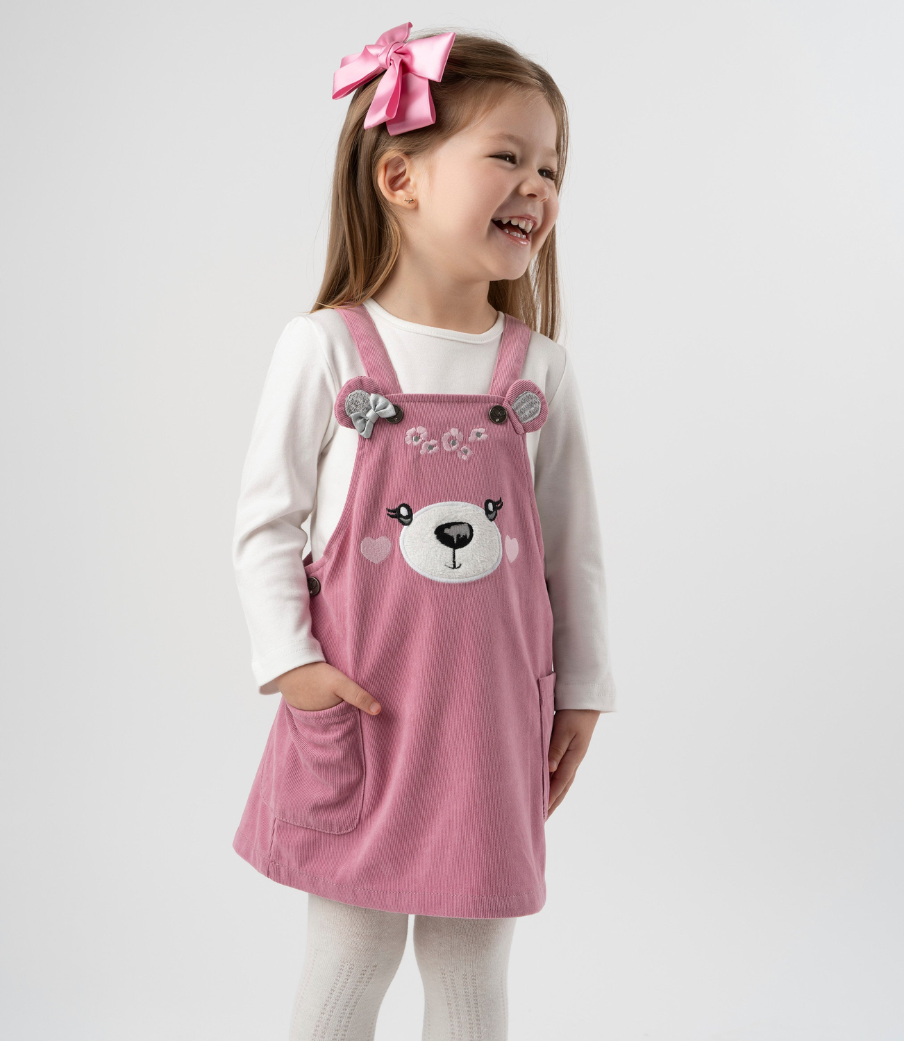 Vestido bebé de cotelé palo rosa Limonada-0