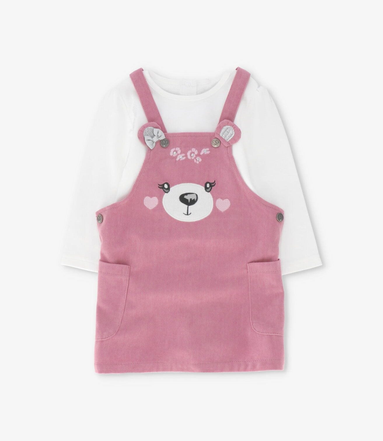 Vestido bebé de cotelé palo rosa Limonada-1