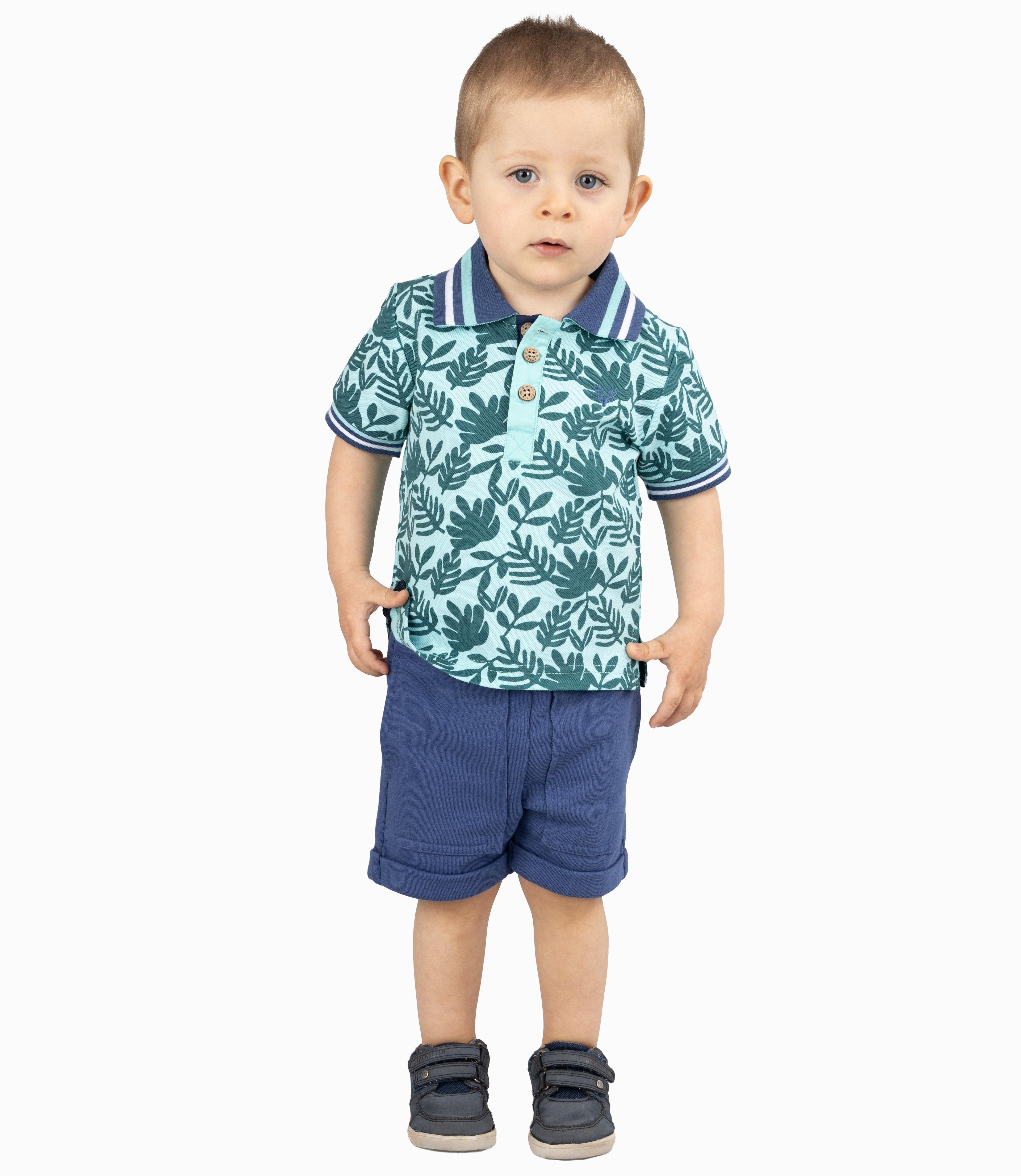 Polera Bebé Niño Con Cuello Turquesa-0