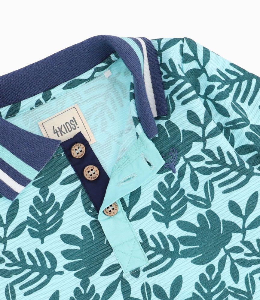 Polera Bebé Niño Con Cuello Turquesa-2