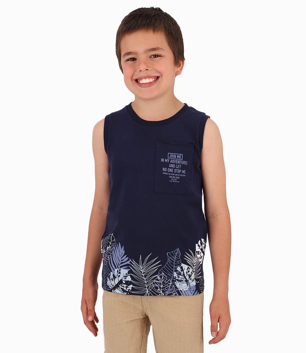 Polera Niño Tropical Black and Blue Azul Marino-0