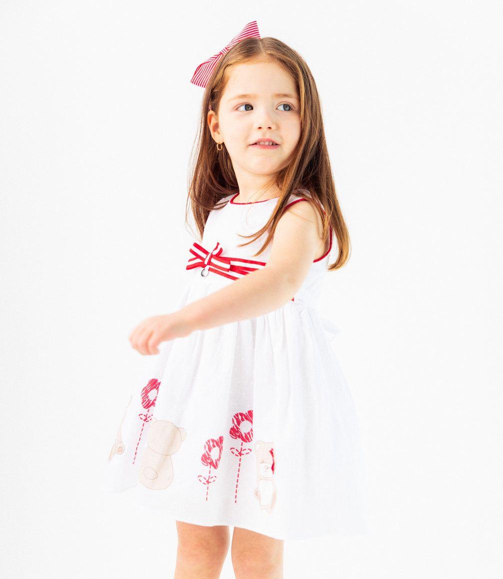 Vestido Bebé Con Oso Rojo-8
